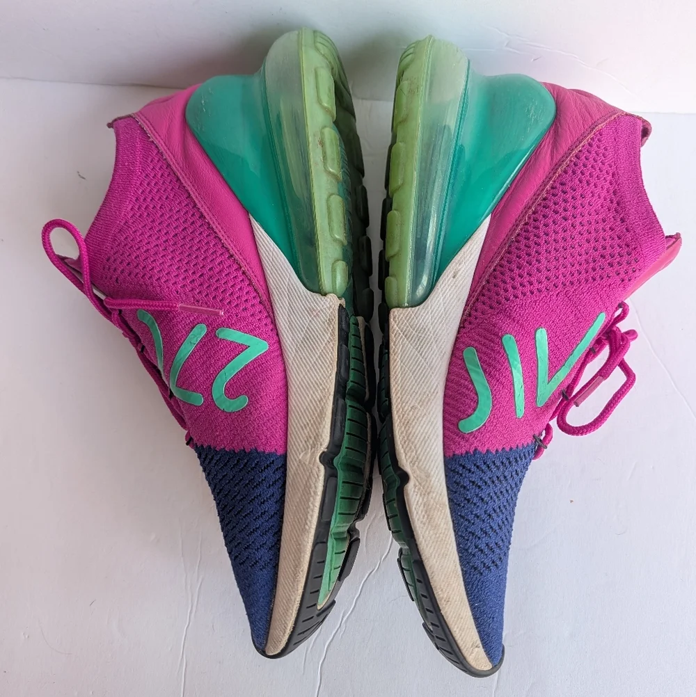 Nike Air Max 270 Knit Sneakers - Pink Blue Teal Men's Size 11